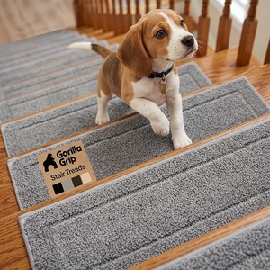 image:imageGORILLA GRIP Peel and Stick Stair Treads 8x28 Inches 15 Pack BeigeGrey