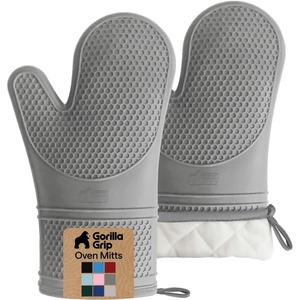 image:imageGORILLA GRIP Silicone Oven Mitts 550F Heat Resistant 125x83 BlackGray
