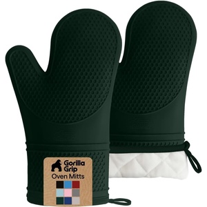 image:imageGORILLA GRIP Silicone Oven Mitts 550F Heat Resistant 125x83 BlackHunter Green