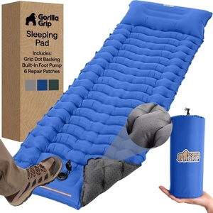 image:imageGORILLA GRIP SlipResistant Inflatable Sleeping Pad with Grip Dots Foot Pump Puncture Resistant Lightweight Camping Mattress Air Mats Travel Backpacking Inflating Bed Camp Sleep Pads Tent GrayBlue