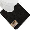 image:imageGORILLA GRIP Chenille Bath Rug Mat for Oval Toilet Base 24x19 GrayBlack