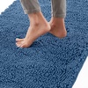 image:imageGORILLA GRIP Chenille Bath Rug Mat for Oval Toilet Base 24x19 GrayBlue