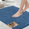 image:imageGORILLA GRIP Chenille Bath Rug Mat for Oval Toilet Base 24x19 GrayBlue