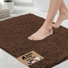 image:imageGORILLA GRIP Chenille Bath Rug Mat for Oval Toilet Base 24x19 GrayBrown