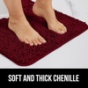 image:imageGORILLA GRIP Chenille Bath Rug Mat for Oval Toilet Base 24x19 GrayBurgundy
