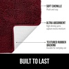 image:imageGORILLA GRIP Chenille Bath Rug Mat for Oval Toilet Base 24x19 GrayBurgundy