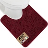 image:imageGORILLA GRIP Chenille Bath Rug Mat for Oval Toilet Base 24x19 GrayBurgundy
