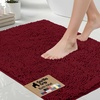 image:imageGORILLA GRIP Chenille Bath Rug Mat for Oval Toilet Base 24x19 GrayBurgundy