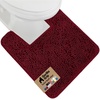 image:imageGORILLA GRIP Chenille Bath Rug Mat for Oval Toilet Base 24x19 GrayBurgundy
