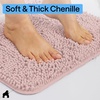 image:imageGORILLA GRIP Chenille Bath Rug Mat for Oval Toilet Base 24x19 GrayDusty Rose