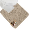 image:imageGORILLA GRIP Chenille Bath Rug Mat for Oval Toilet Base 24x19 GrayGray Beige