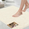 image:imageGORILLA GRIP Chenille Bath Rug Mat for Oval Toilet Base 24x19 GrayIvory