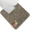image:imageGORILLA GRIP Chenille Bath Rug Mat for Oval Toilet Base 24x19 GrayLatte