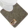 image:imageGORILLA GRIP Chenille Bath Rug Mat for Oval Toilet Base 24x19 GrayLatte