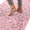 image:imageGORILLA GRIP Chenille Bath Rug Mat for Oval Toilet Base 24x19 GrayLight Pink