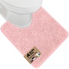 image:imageGORILLA GRIP Chenille Bath Rug Mat for Oval Toilet Base 24x19 GrayLight Pink