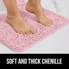 image:imageGORILLA GRIP Chenille Bath Rug Mat for Oval Toilet Base 24x19 GrayLight Pink