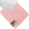 image:imageGORILLA GRIP Chenille Bath Rug Mat for Oval Toilet Base 24x19 GrayLight Pink