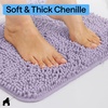 image:imageGORILLA GRIP Chenille Bath Rug Mat for Oval Toilet Base 24x19 GrayLight Purple