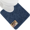 image:imageGORILLA GRIP Chenille Bath Rug Mat for Oval Toilet Base 24x19 GrayNavy