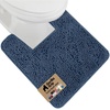 image:imageGORILLA GRIP Chenille Bath Rug Mat for Oval Toilet Base 24x19 GrayNavy