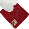 image:imageGORILLA GRIP Chenille Bath Rug Mat for Oval Toilet Base 24x19 GrayRed