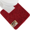 image:imageGORILLA GRIP Chenille Bath Rug Mat for Oval Toilet Base 24x19 GrayRed