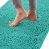 image:imageGORILLA GRIP Chenille Bath Rug Mat for Oval Toilet Base 24x19 GrayTurquoise