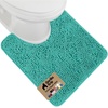image:imageGORILLA GRIP Chenille Bath Rug Mat for Oval Toilet Base 24x19 GrayTurquoise
