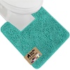 image:imageGORILLA GRIP Chenille Bath Rug Mat for Oval Toilet Base 24x19 GrayTurquoise