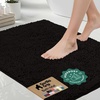 image:imageGORILLA GRIP Chenille Bath Rug Mat for Oval Toilet Base 24x19 GrayBlack