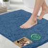 image:imageGORILLA GRIP Chenille Bath Rug Mat for Oval Toilet Base 24x19 GrayBlue