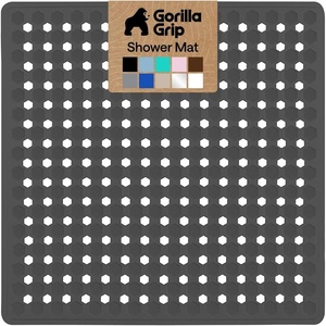 image:imageGORILLA GRIP Bath Tub Shower Mat Bathtub Floor Liner 35x16 ClearCharcoal Opaque