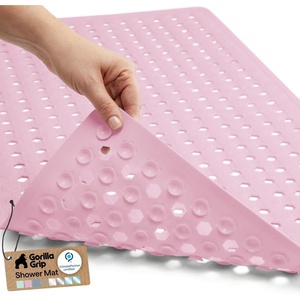 image:imageGORILLA GRIP Bath Tub Shower Mat Bathtub Floor Liner 35x16 ClearLight Pink Opaque