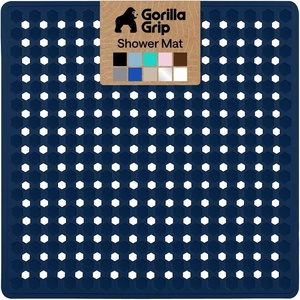 image:imageGORILLA GRIP Bath Tub Shower Mat Bathtub Floor Liner 35x16 ClearNavy Opaque
