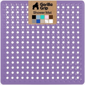 image:imageGORILLA GRIP Bath Tub Shower Mat Bathtub Floor Liner 35x16 ClearPurple Opaque