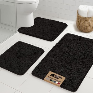 image:imageGORILLA GRIP Bathroom Area Rug Sets 2 Piece Soft Chenille 30x20 GreyBlack