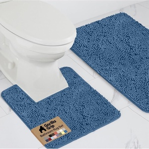 image:imageGORILLA GRIP Bathroom Area Rug Sets 2 Piece Soft Chenille 30x20 GreyBlue
