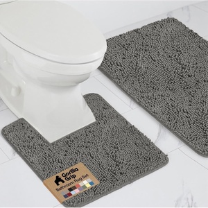 image:imageGORILLA GRIP Bathroom Area Rug Sets 2 Piece Soft Chenille 30x20 GreyCharcoal