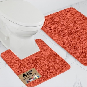 image:imageGORILLA GRIP Bathroom Area Rug Sets 2 Piece Soft Chenille 30x20 GreyCoral
