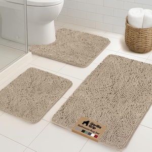 image:imageGORILLA GRIP Bathroom Area Rug Sets 2 Piece Soft Chenille 30x20 GreyGray Beige