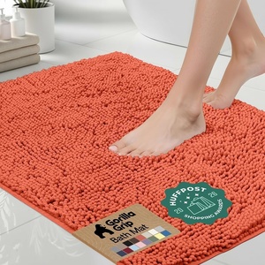image:imageGORILLA GRIP Chenille Bath Rug Mat for Oval Toilet Base 24x19 GrayCoral