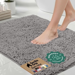 image:imageGORILLA GRIP Chenille Bath Rug Mat for Oval Toilet Base 24x19 GrayGrey