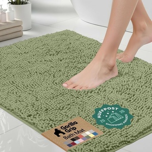 image:imageGORILLA GRIP Chenille Bath Rug Mat for Oval Toilet Base 24x19 GraySage
