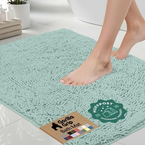 image:imageGORILLA GRIP Chenille Bath Rug Mat for Oval Toilet Base 24x19 GraySeablue