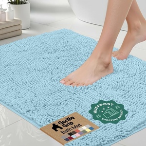 image:imageGORILLA GRIP Chenille Bath Rug Mat for Oval Toilet Base 24x19 GraySky