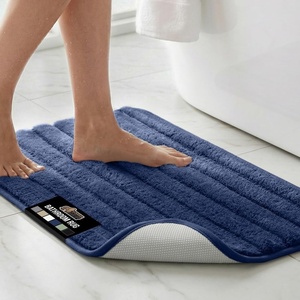 image:imageGORILLA GRIP Memory Foam Bathroom Rugs Absorbent Bath Mat 24x16 GrayNavy