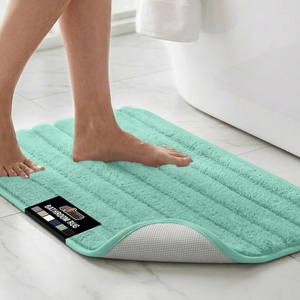 image:imageGORILLA GRIP Memory Foam Bathroom Rugs Absorbent Bath Mat 24x16 GraySea Blue
