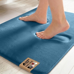 image:imageGORILLA GRIP Memory Foam Toilet Rug for Bathroom 225x195 GreyBlue