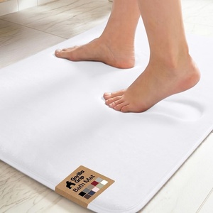 image:imageGORILLA GRIP Memory Foam Toilet Rug for Bathroom 225x195 GreyBright White